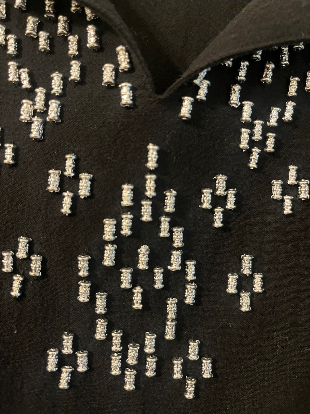 Susan Graver Black Tunic with White Bead Embellishment - Picture 5 of 6